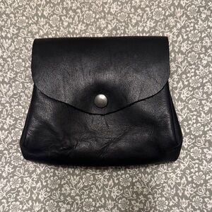 Hand made Black real Leather Snap-Closure Women’s Clutch